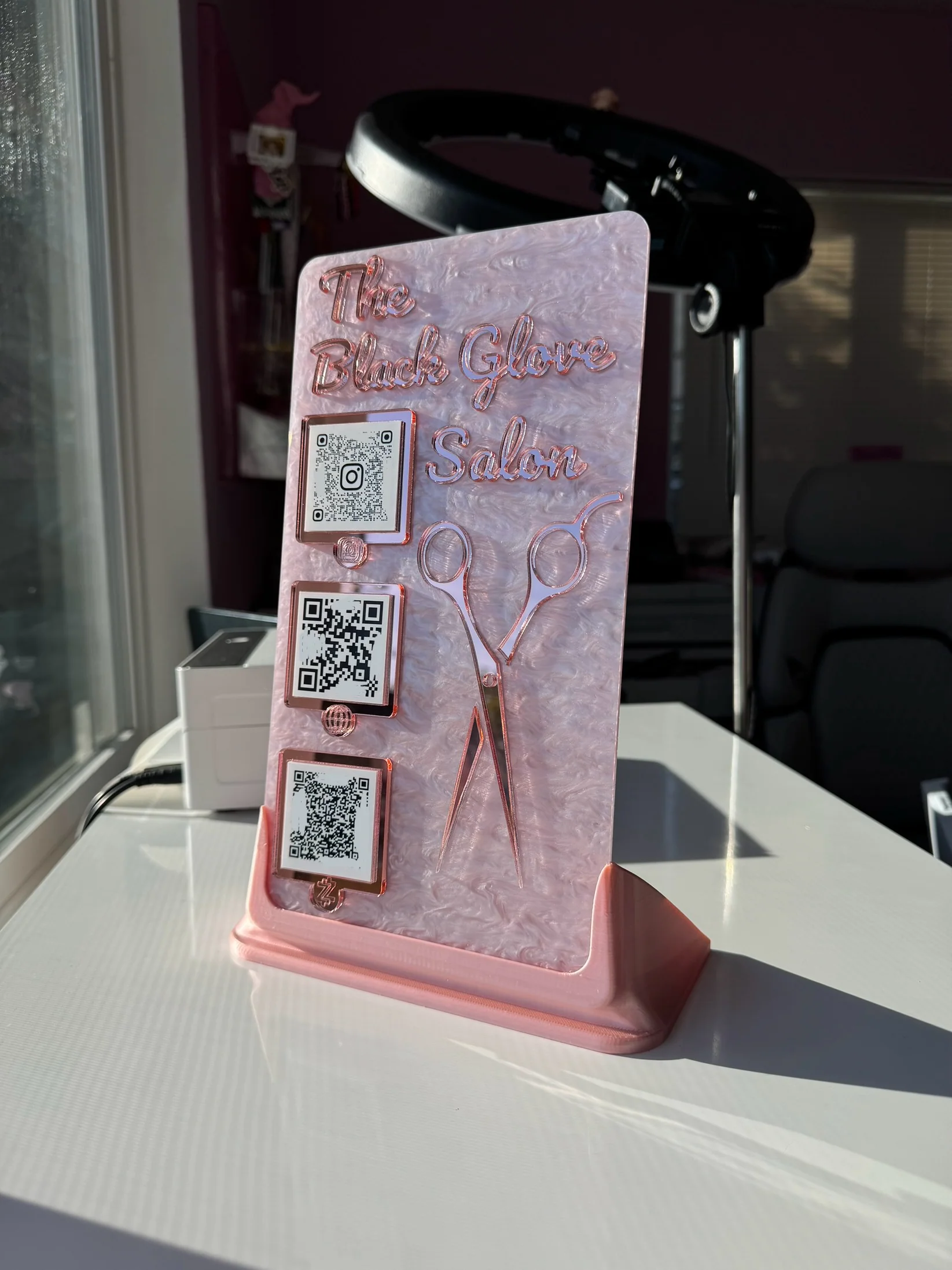 Hairstylist 3 QR code With USERNAME acrylic stand FREE US DELIVERY