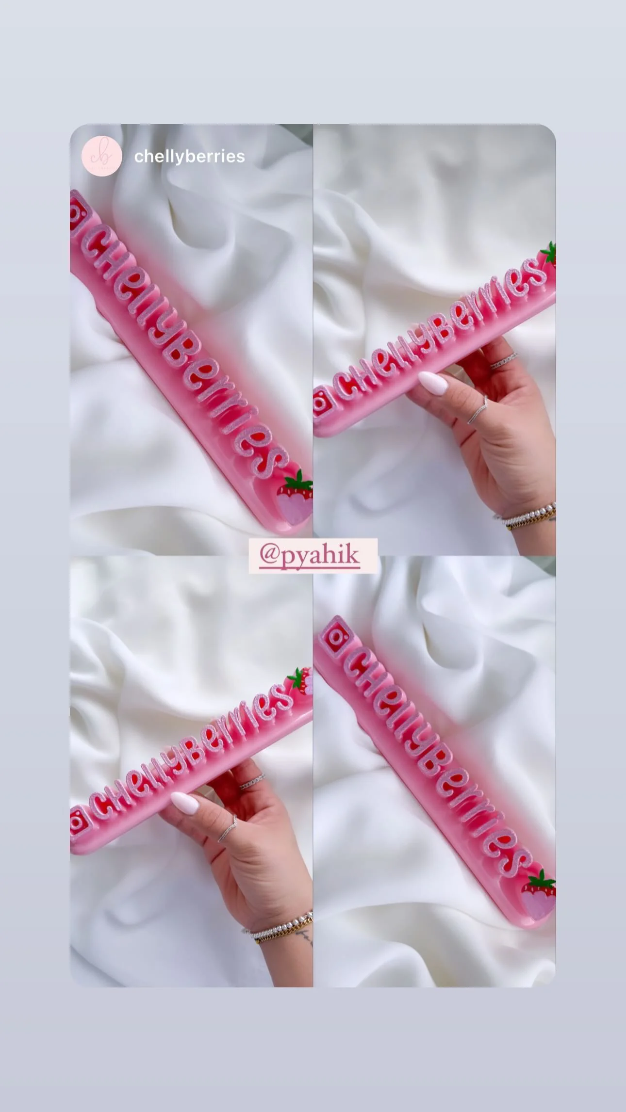 Light pink nameplate with Dipped Strawberry #60 - Image 3